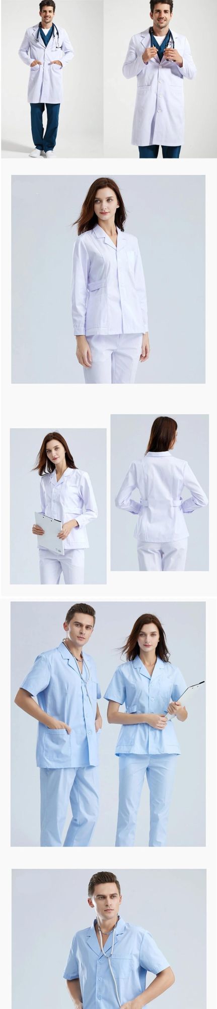 Disinfection and Sterilization of Reusable High Quality Hospital Uniforms White Lab Coat Nurse Clothes