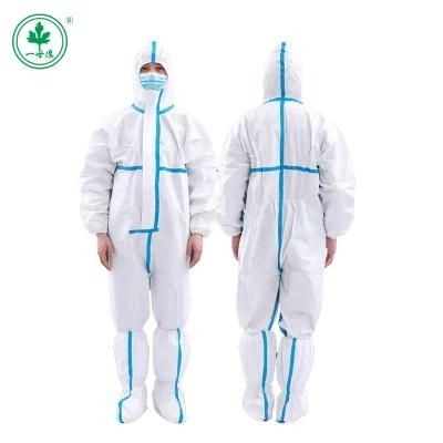 Safety Chemical Disposable Coverall with Hood and Boot Microporous Coverall