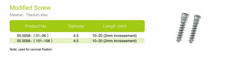 Spine System Anterior Cervical Plate Polyaxial Screw OEM