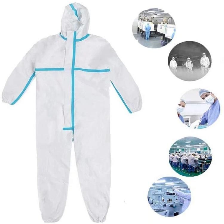 PPE Painter Spray Asbesto SMS Waterproof Hazmat Suit Paint Gown Red Type 56 PP PE Medical Coverall Suit