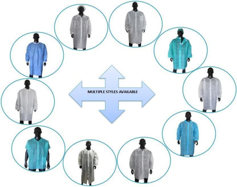 Disposable Non Woven Lab Coat Hospital Coat PP SMS Visitor Coat