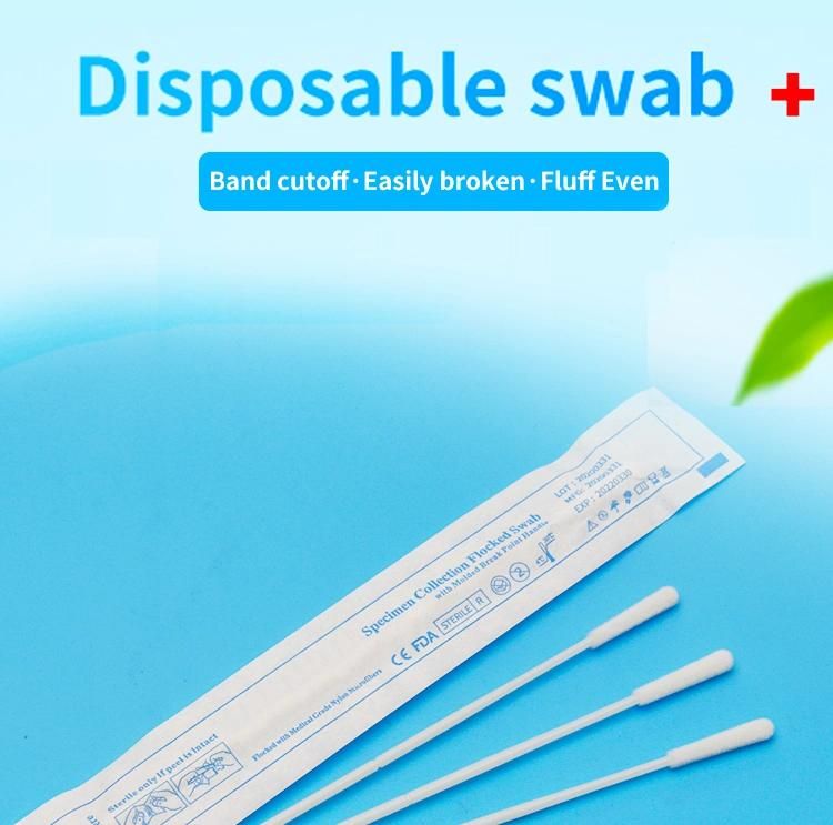 Disposable 6inch Sterile Collection Flock Nasopharyngeal Oral Nasal Swab
