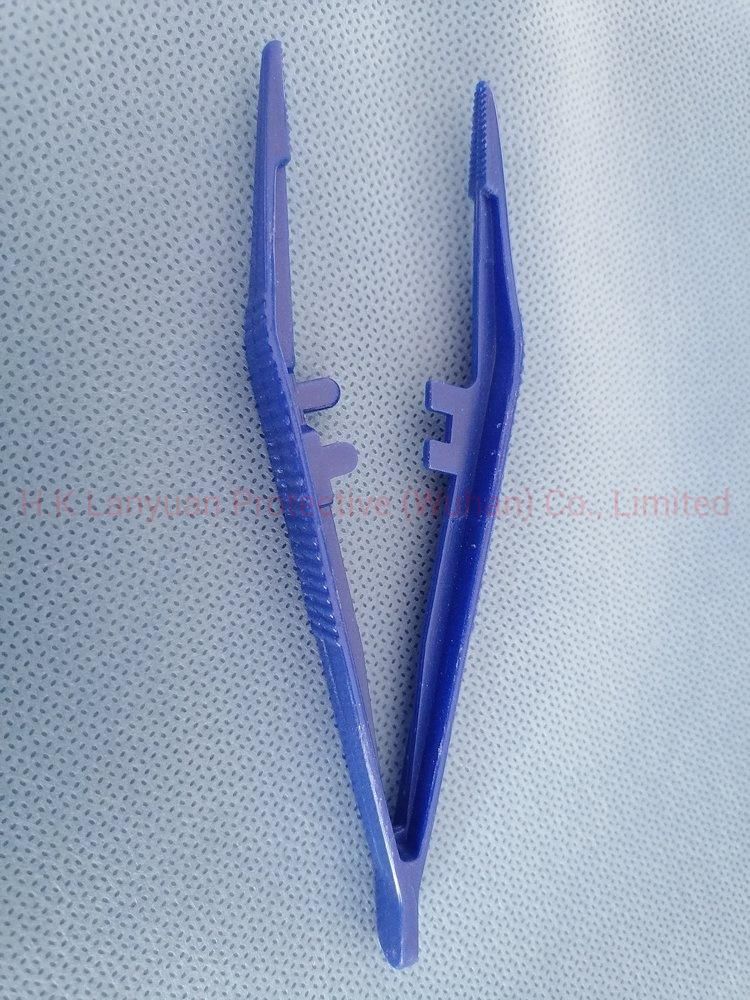 Disposable Medical Tweezers Blue Plastic