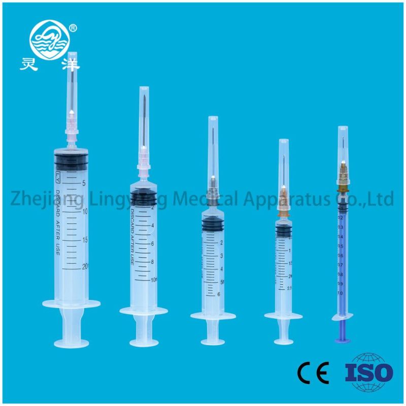 Ce Approved 1ml/3ml/5ml/10ml/20ml/30ml Disposable Syringe with Needle