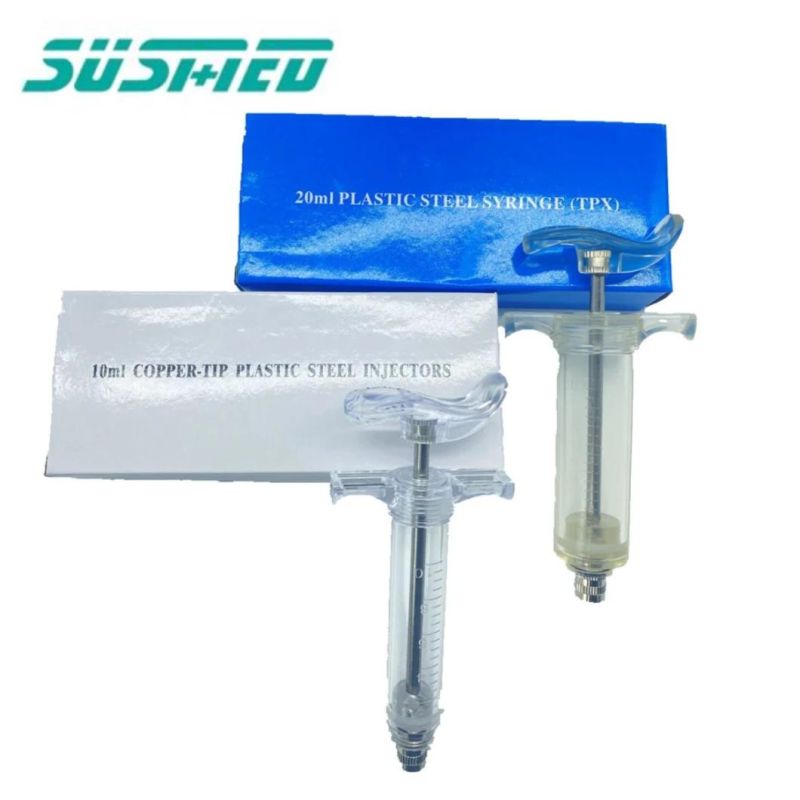 New Type Veterinary Animal Livestock Plastic Steel Syringe with Dose Nut