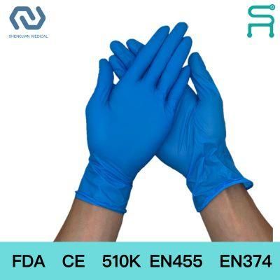 Disposable Nitrile Examination Gloves with 510K En455 for Hospital Chemical Lab