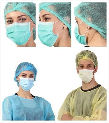 Factory Price Green Head Hairnet Ladies Cap Blue Yellow Nonwoven Disposable Clip Cap for Women Nurse Cap From China