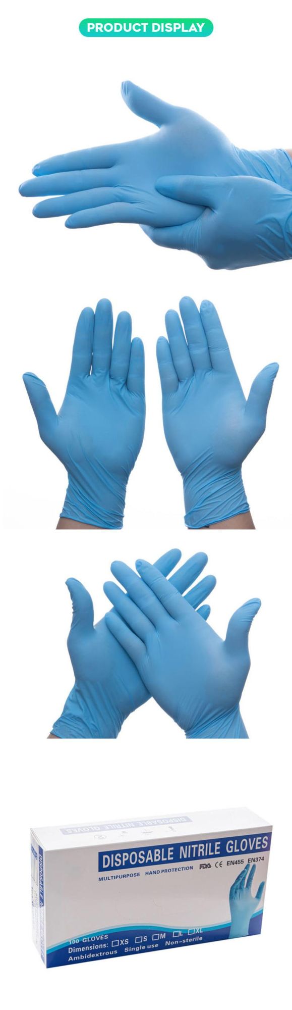 Powder Free Disposable Hand Clear Nitrile/PE Plastic /PVC /Latex Vinyl Gloves Medical Household Food Lab Micro Optics Sterile Surgical Gloves
