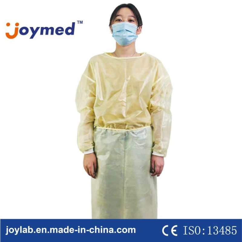 PE Water Proof Medical CPE PP Level 2 SMS Disposable Isolation Gown, Plastic Cheap Disposable PP PE Isolation Gown