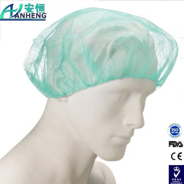 Disposable White Mob/Mop Caps Hairnets Blue Stripe