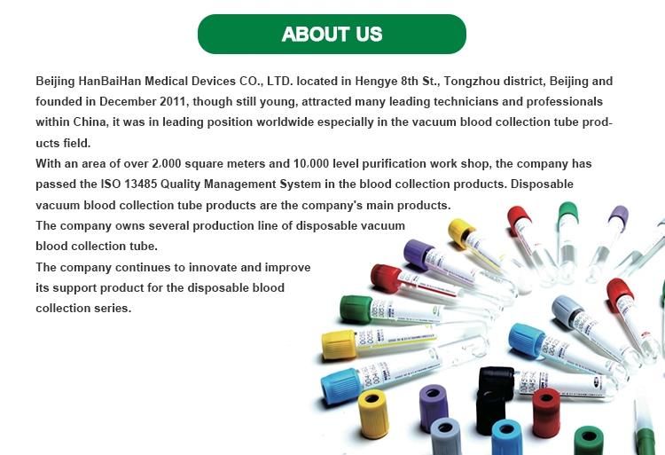 Classic 3-10ml EDTA Tubes Lab for Hemocyte Test