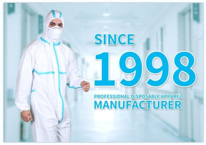 Type4/5/6 Blue Tape Medical Use Disposable Use Chemical Protective Coverall