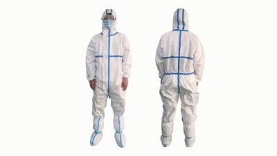 Factory Supply Hot Sale Disposable Non Woven Isolation Gown Coveralls Safety PP Isolation CPE Gown Clothing Hazmat Suit