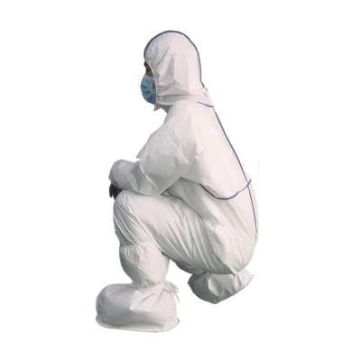 White PP+PE/Sf 55GSM Waterproof Non Woven Laminate Personal Protective Disposable Coverall