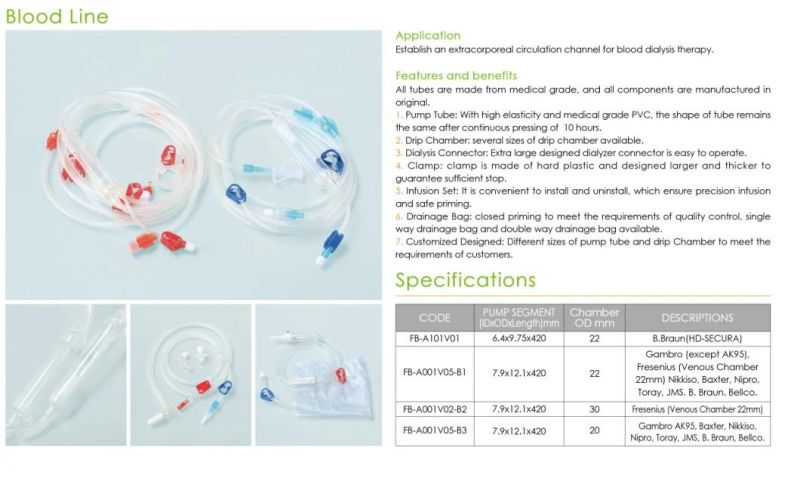 CE/FDA Certified High Quality Hematodialysis Blood Line