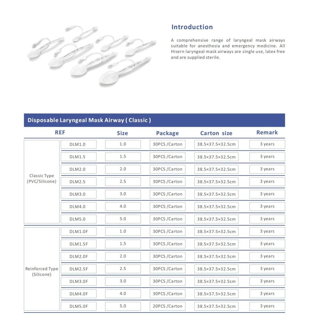 Dlm2.5f Disposable Laryngeal Mask Airway (Classic)