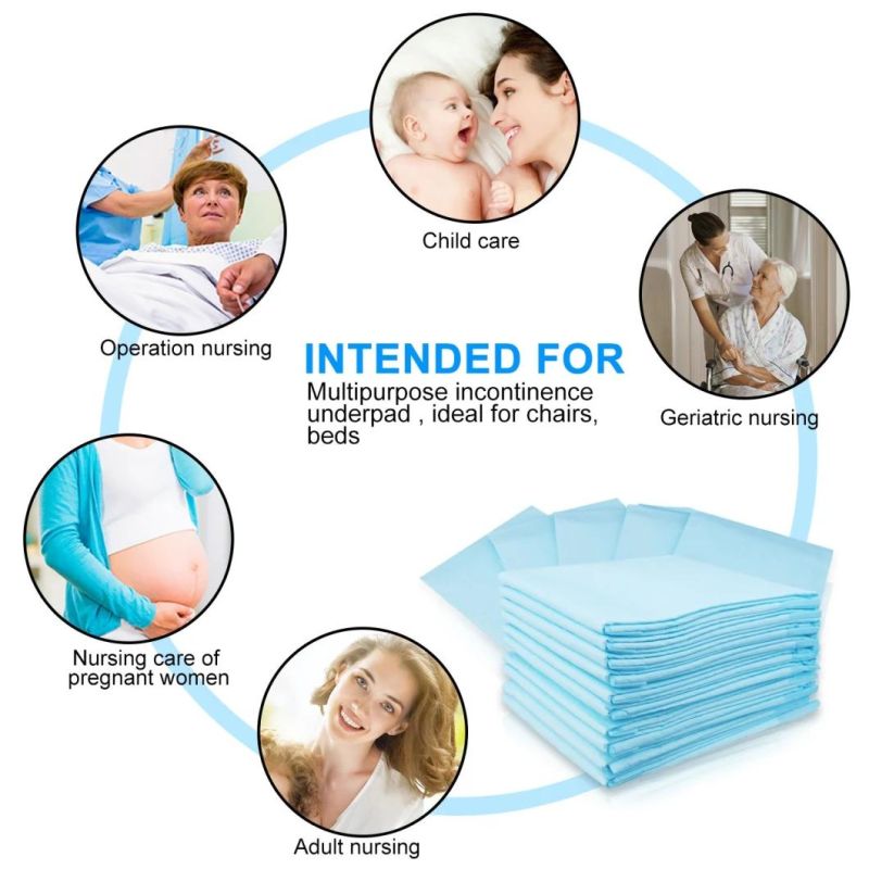 Blue Disposable Waterproof Absorbent Underpad Incontinence Chux Pads for Adults Children Pets