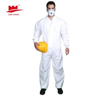 Lightweight Isolation Disposable Waterproof Safety Hospital Nonwoven PP Protective Clothing Coverall Suit with Long Sleeves