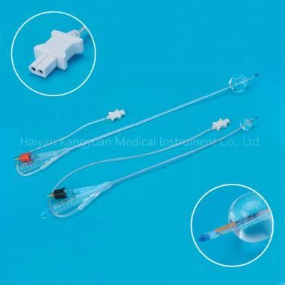 with Temperature Sensor Probe Silicone Urinary Foley Catheter Round Tipped for Temperature Monitoring Urethral Use