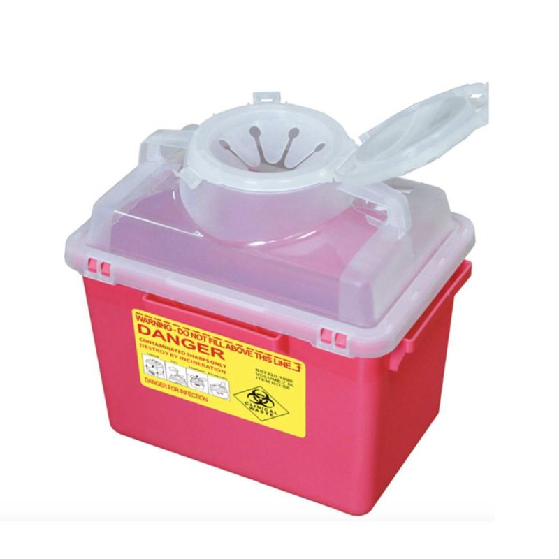 2 Gal Hospital CE Certificate Sharps Disposal Container Medical Safety Box for Syringe, Needle