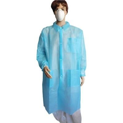 Wholesale Unisex Disposable Worker Cloth Nonwoven PP Lab Coat with Long Sleeves