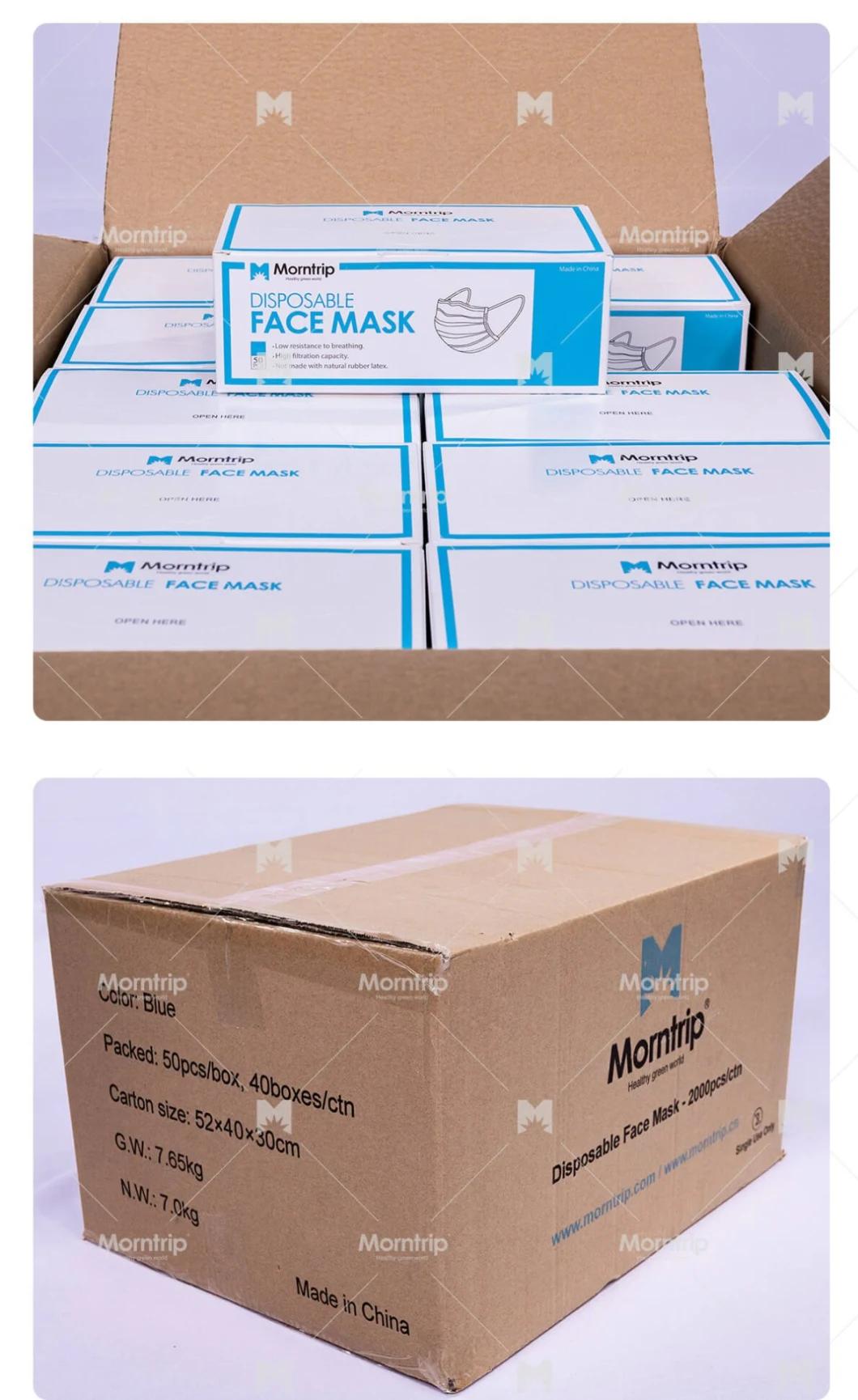 Safety 3 Layer Disposable Earloop Medical Hypoallergenic Face Mask