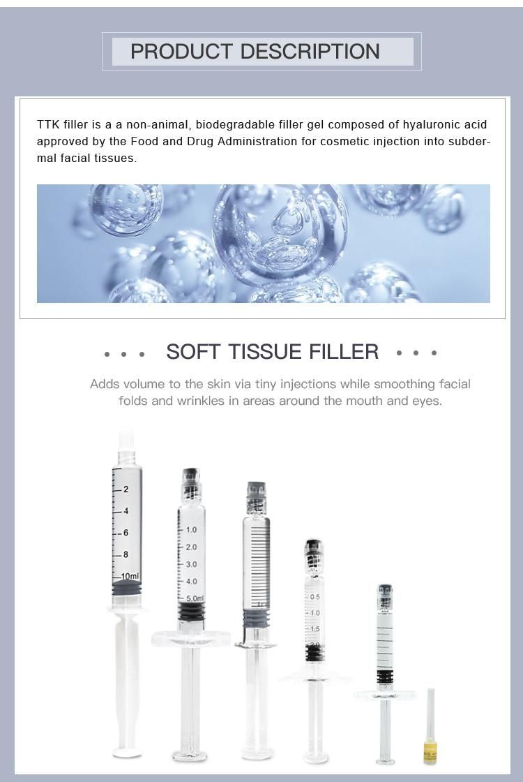 Hyaluronic Acid Filler Injection Injectable Dermal Filler 2ml Ha Filler Lip Breast Filler Hyaluronate