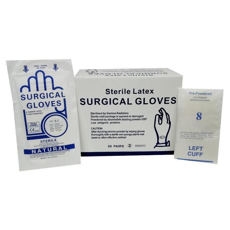 Disposable Sterile Nature Rubber Latex Surgical Gloves