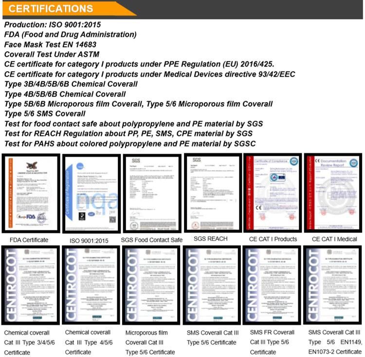 Industry Petrochemicals Medical Use Type 3456 Checmical Coverall Against Virus