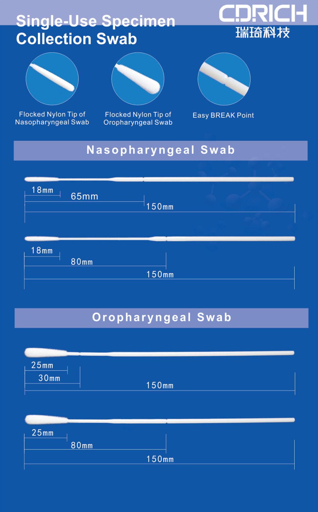 FDA CE Approved DNA Rna Test Kit Inactivated Inactivation Nasal Transport Medium Vtm Disposable Specimen Collection Virus Sampling Tube