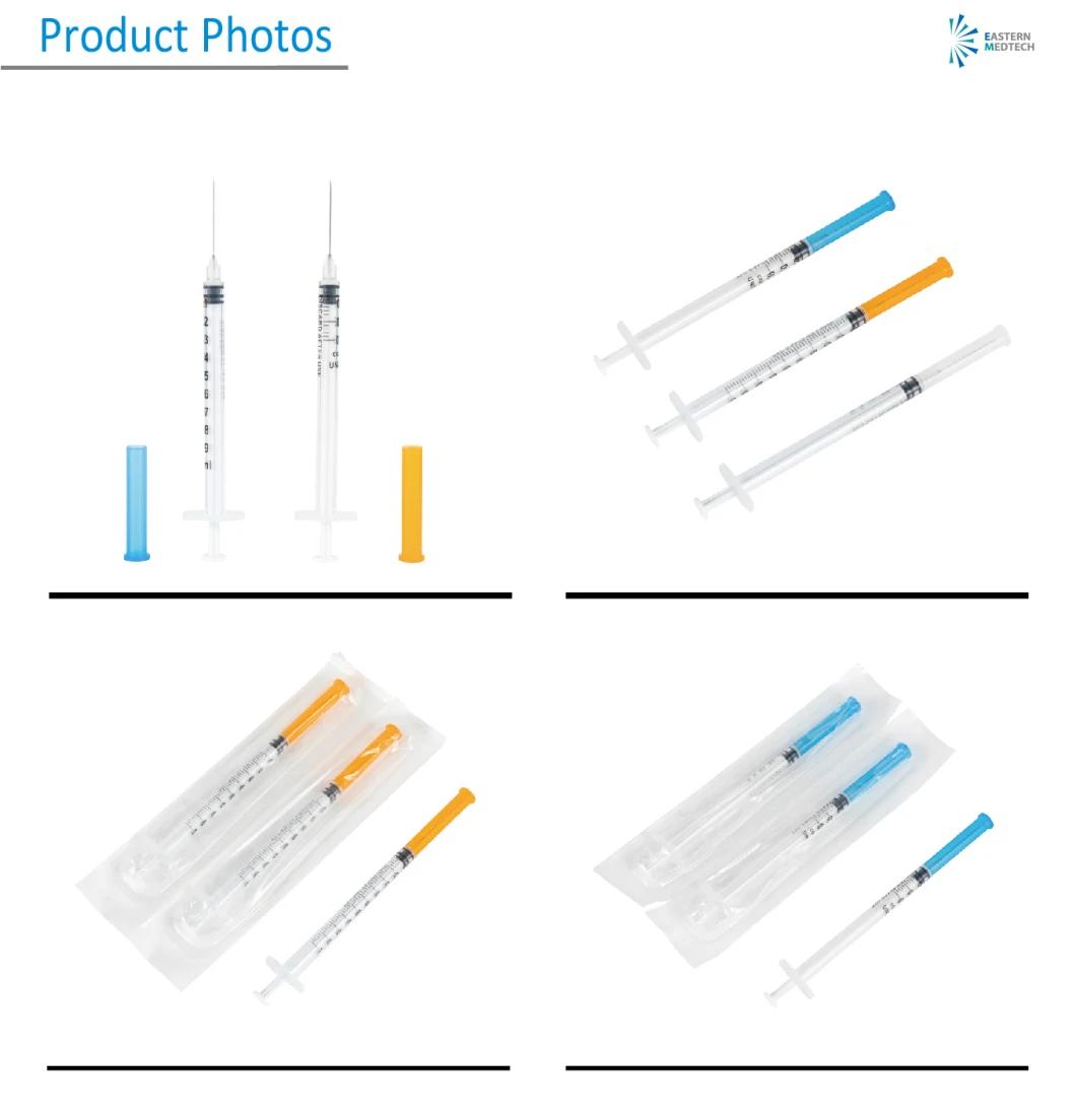 1ml Vaccine Injection Medical Device Plastic Low Dead with Needle 25gx1" Space Lds Ldv Latex Free Vaccines Syringes