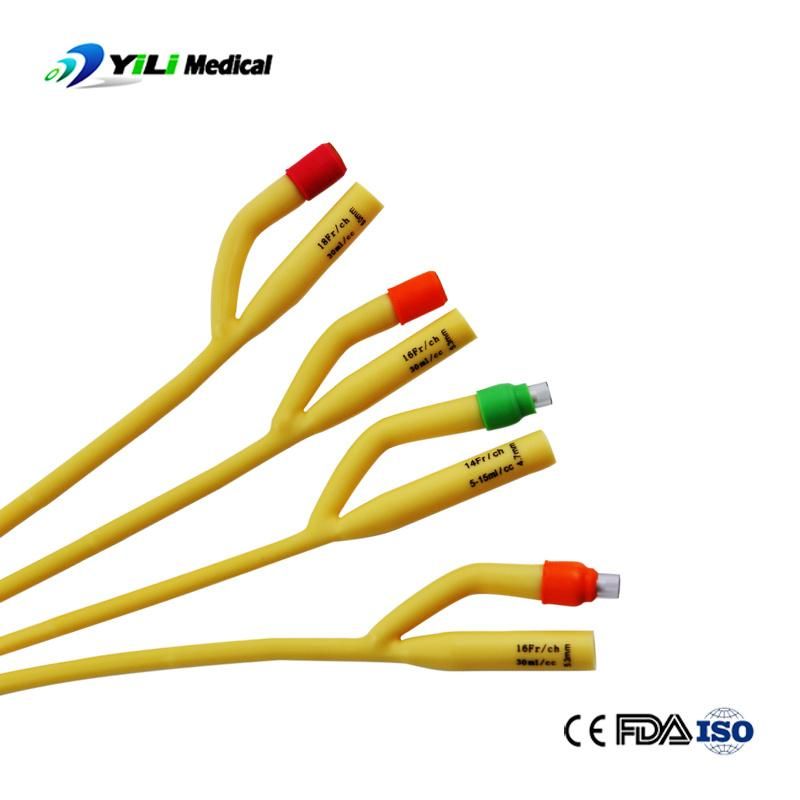 2 Way 3 Way Latex Foley Catheters with Silicone Coating or Hydrophilic Coating for Urine Drainage