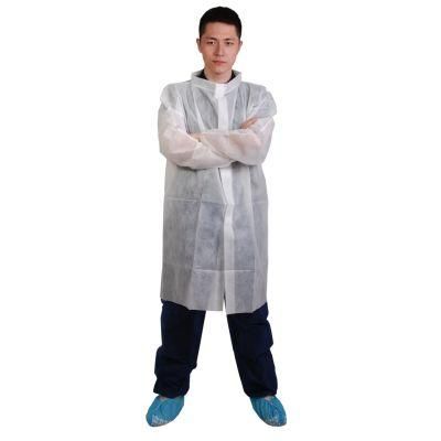 CE Certificated Disposable Nonwoven Lab Coat PP 20-50g Hospital Uniform