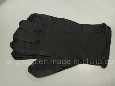 Disposable Medical Grade Balck Color Nitrile Gloves with M=4.0g