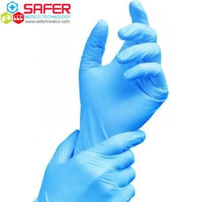 Blue Suitable Finger Palm Powder Free Disposable Medical Nitrile Examination Gloves