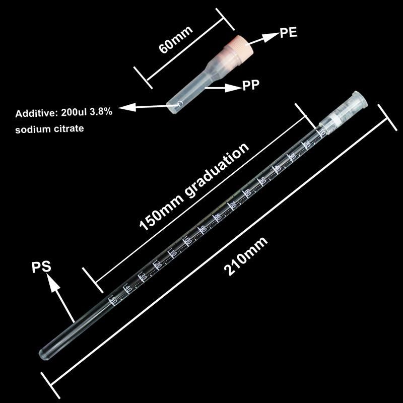 Medical Supplier Plastic China Westergren Blood ESR Tube Pipette