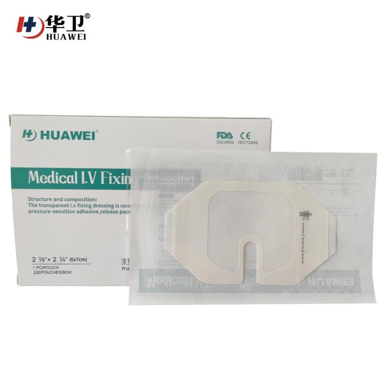 Chinese Manufacture Original Made Transparent Film IV Cannula Fixing Dressing with U Port 6*7cm 100PCS/Box Wholesale