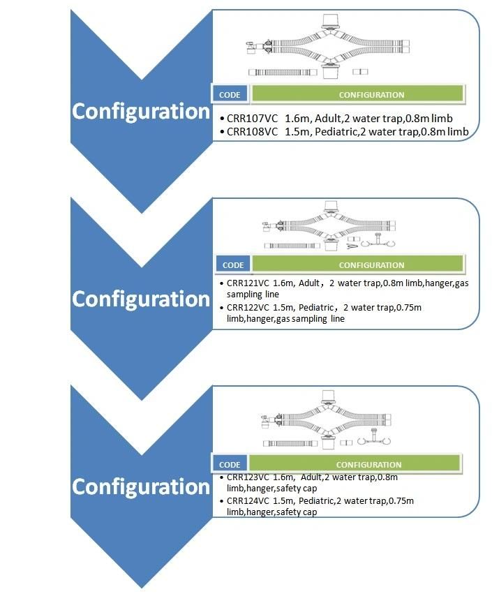 High Quality Disposable Medical Breathing Anesthesia Circuit Corrugated Watertraps