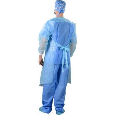 Disposable Plastic CPE Gown with Thumb Loop Blue CPE Gown