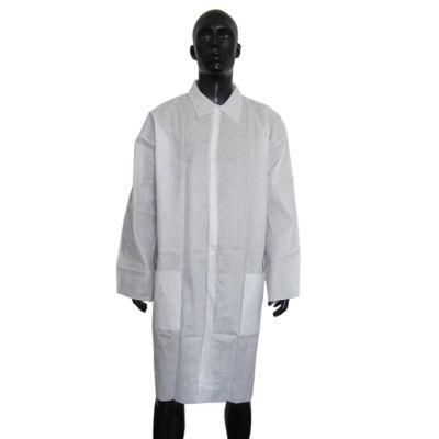 White Blue PE PP SMS Disposable Lab Coat