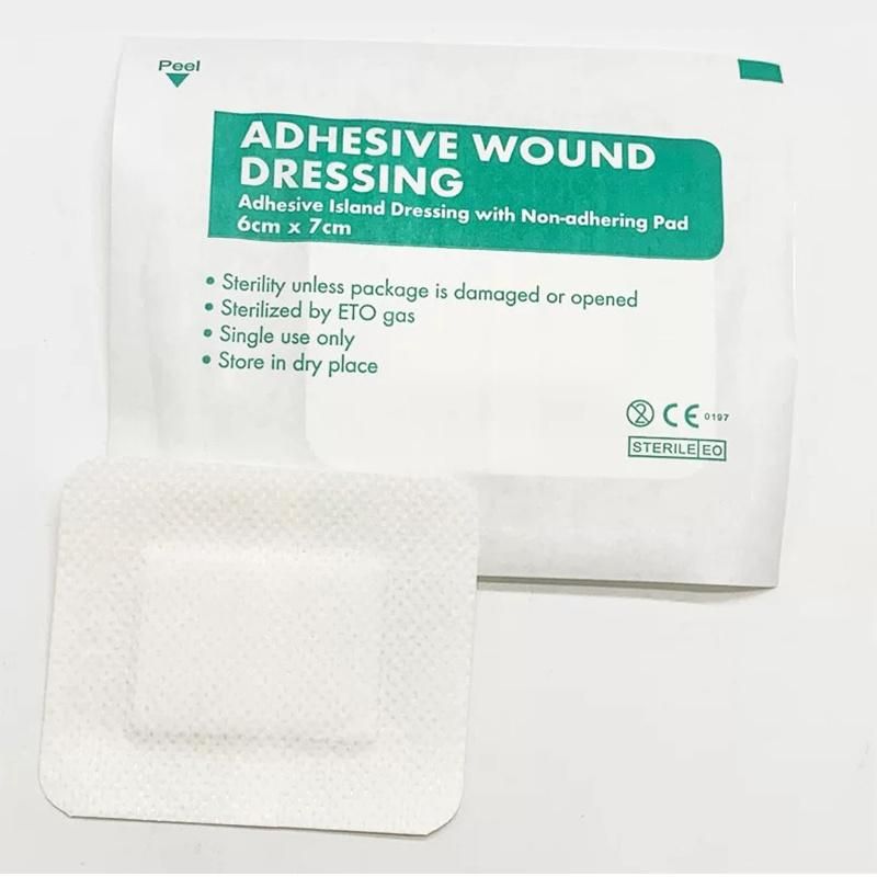 Medical High Quality Adhesive Wound Dressing Pad 6X7cm Non-Woven Breathable Accessories for First Aid Kit