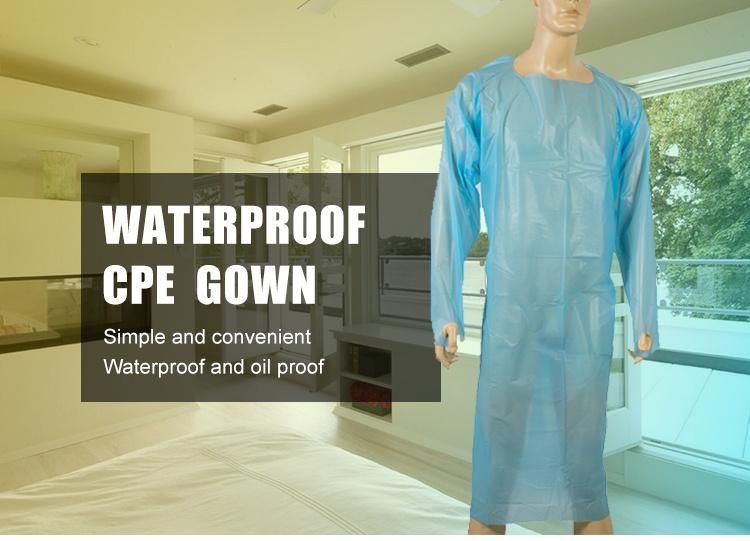 AAMI Level 3 Disposable Protective Unisex Plastic CPE Gowns Anti-Virus Protective Clothing Waterproof CPE Thumb Loop Isolation Gown