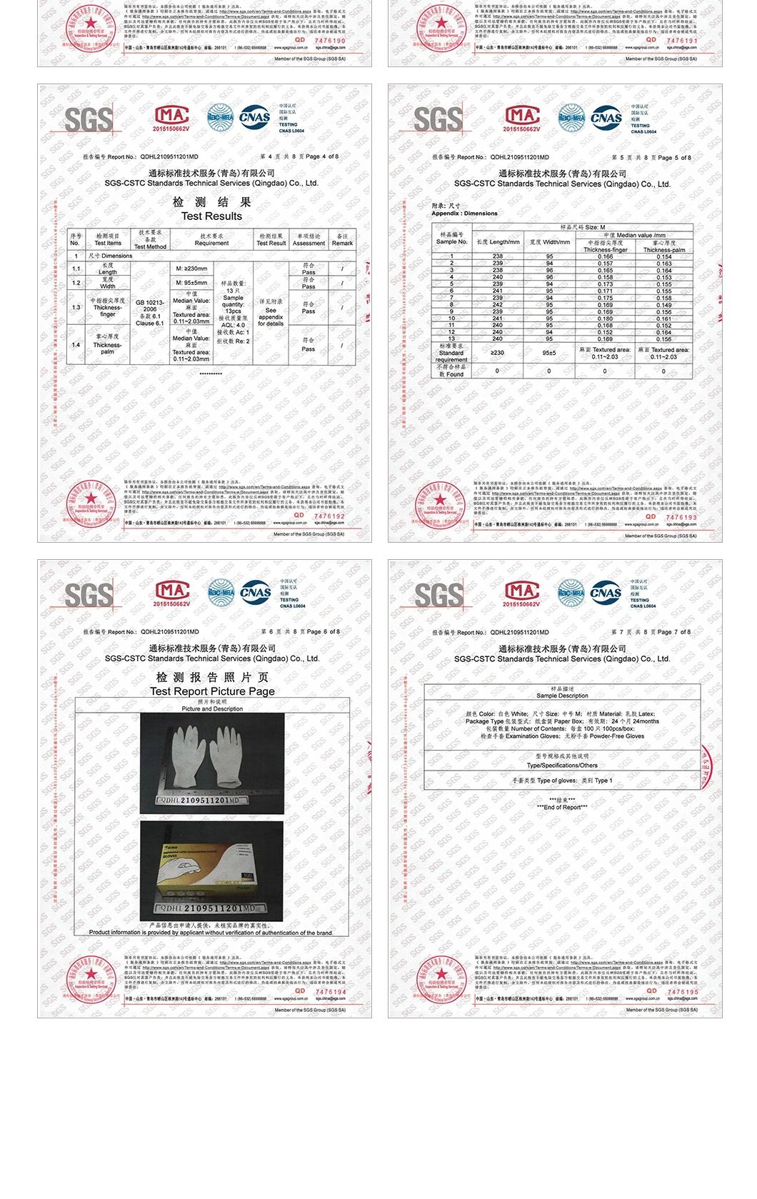 White Non Sterile Disposable XL Size Latex Medica Examination Gloves Powder Free Examining Glove Wholesale Work Glove