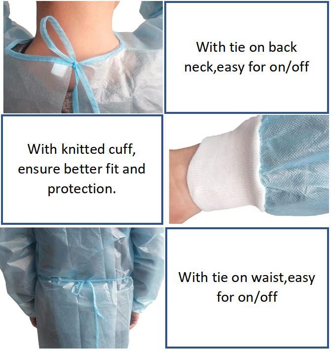 Disposable Yellow Medical Isolation Gown Non Woven Waterproof PP+PE Leve1