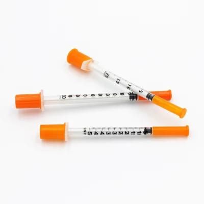 Sterile Disposable Medical Insulin Syringe with Fixed Ultra Fine Needle U-40/U-100 0.3ml/0.5ml/1.0ml High-Quality FDA CE&ISO