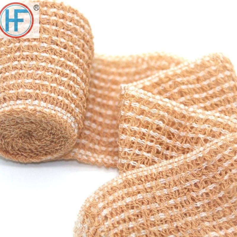 Mdr CE Approved Hf Skin Color Crepe Elastic Bandage Wrap, Woven Elastic Compression Rolls with Clips