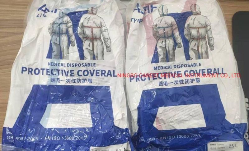 Medical Disposable Protective Coverall with CE, En14126, Type 6, Type 5, GB19082