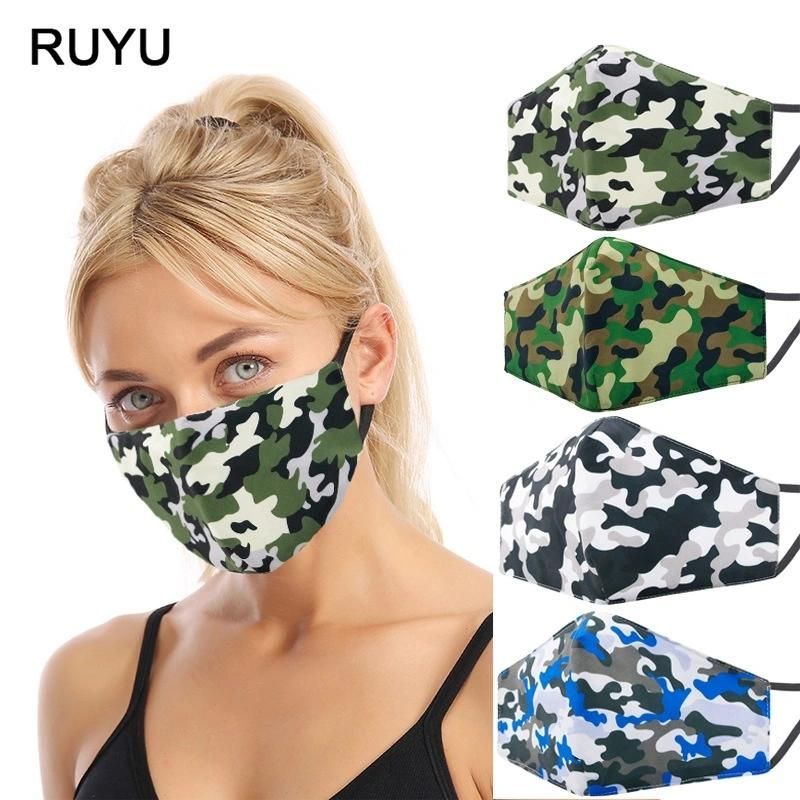 Camouflage Mask Classic Sports for Unisex Adult Print Fabric Fashion Washable Reusable Mouth Casual Cool Colorful Face Mask