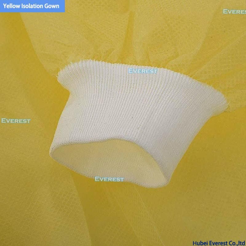 Examination Sf/ PE Coated Impervious Long Sleeve Medical Procedure Disposable PP+PE Isolation Gown with Knitted Cuff