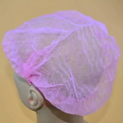 Mass Production Disposable Pink PP Nonwoven Mob Cap